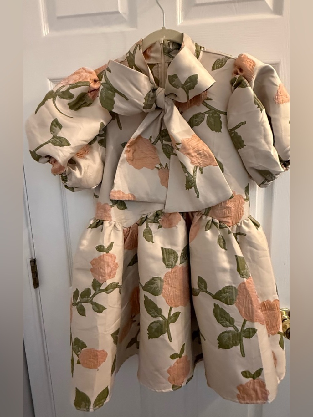 Sister Jane Cream Floral Puff Sleeve Bow Dress - Picture 1 of 4